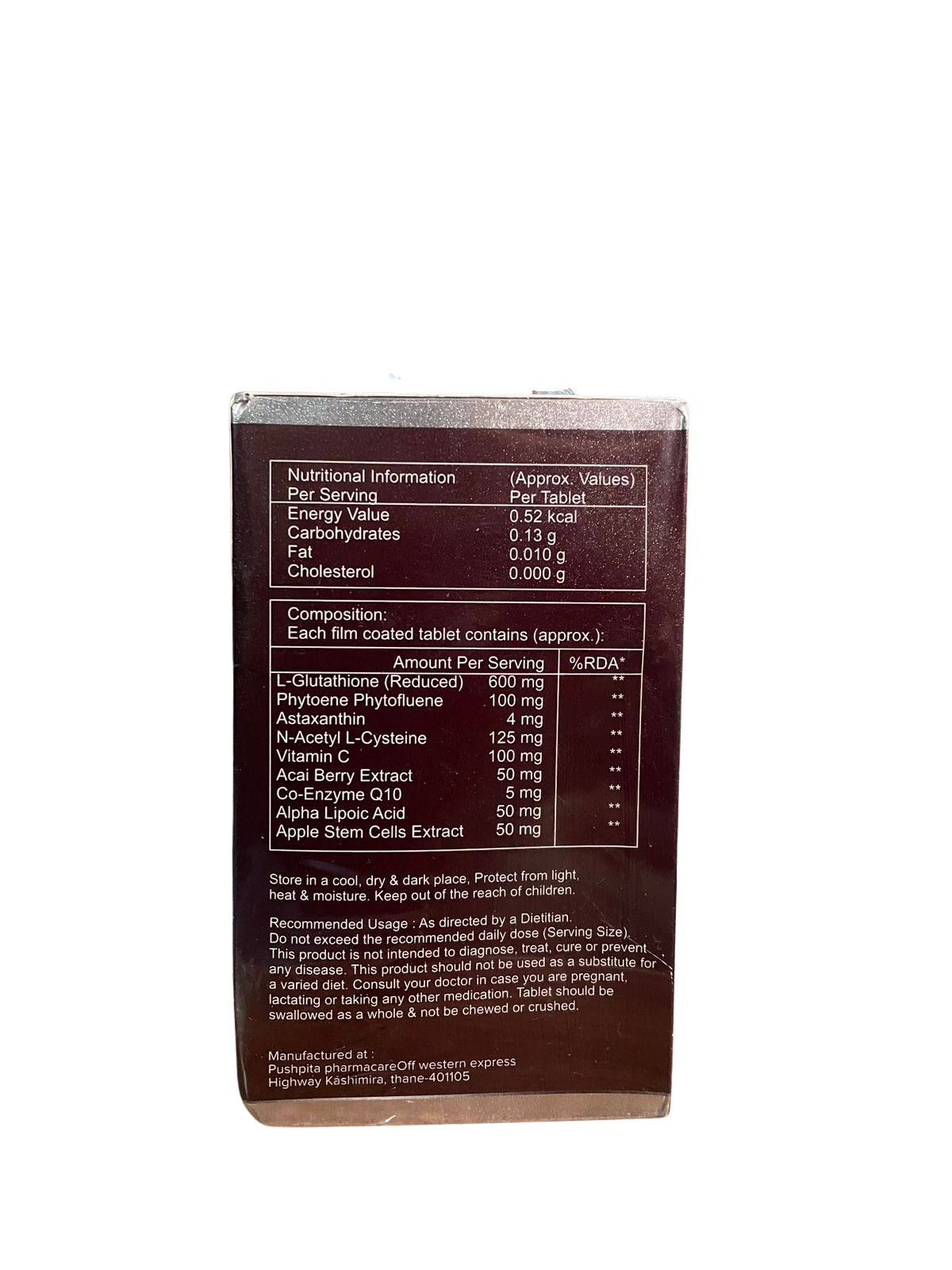 Hoor Glutathione 600mg Tablets - with CoQ10, Vitamin C & NAC - 15 Tablets